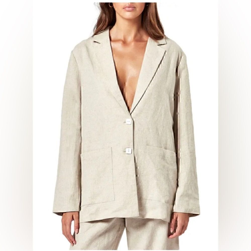 NWT Anthropologie Charlie Holiday Shell Linen & Cotton Jacket -Oatmeal Size 8